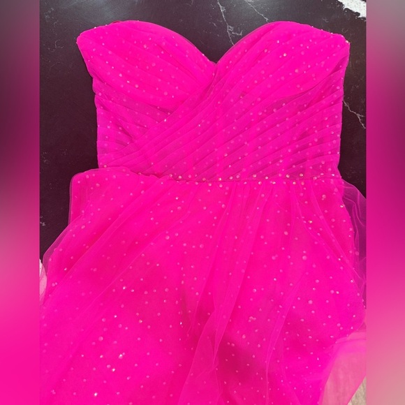 La Femme Hot Pink & Crystal Strapless Long Prom Ball Gown 31997 NWT - Picture 15 of 16